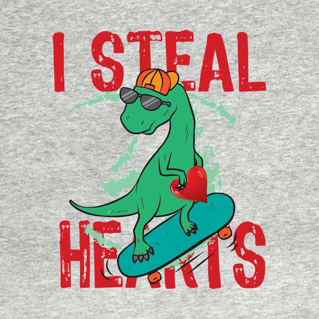 Kids I Steal Hearts Trex Dino Baby Boy Valentines Day by yassinebd